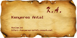 Kenyeres Antal névjegykártya